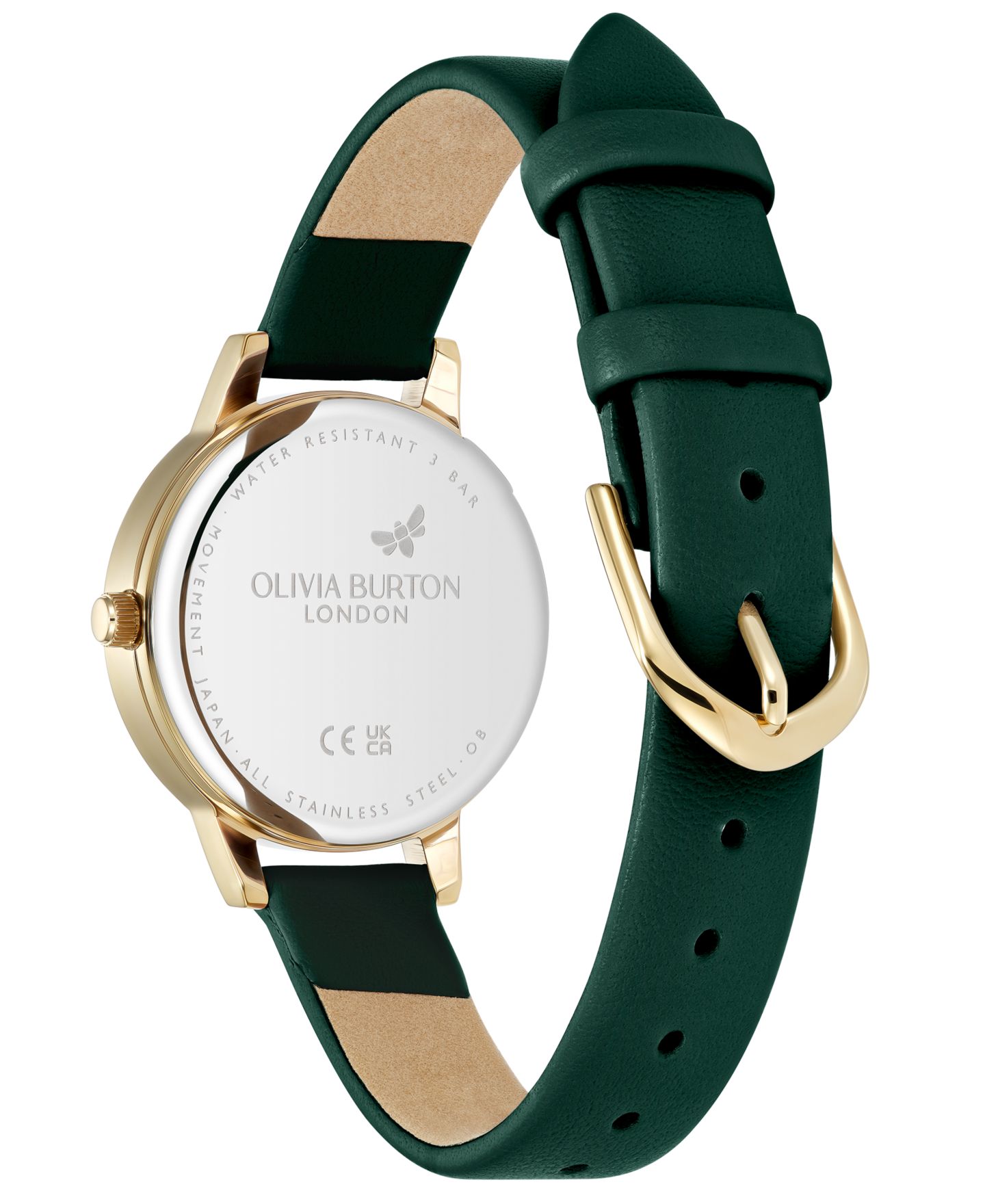 Женские часы Olivia Burton Illustrated Floral Green Calfskin Leather Strap Watch, 30mm — фото 4