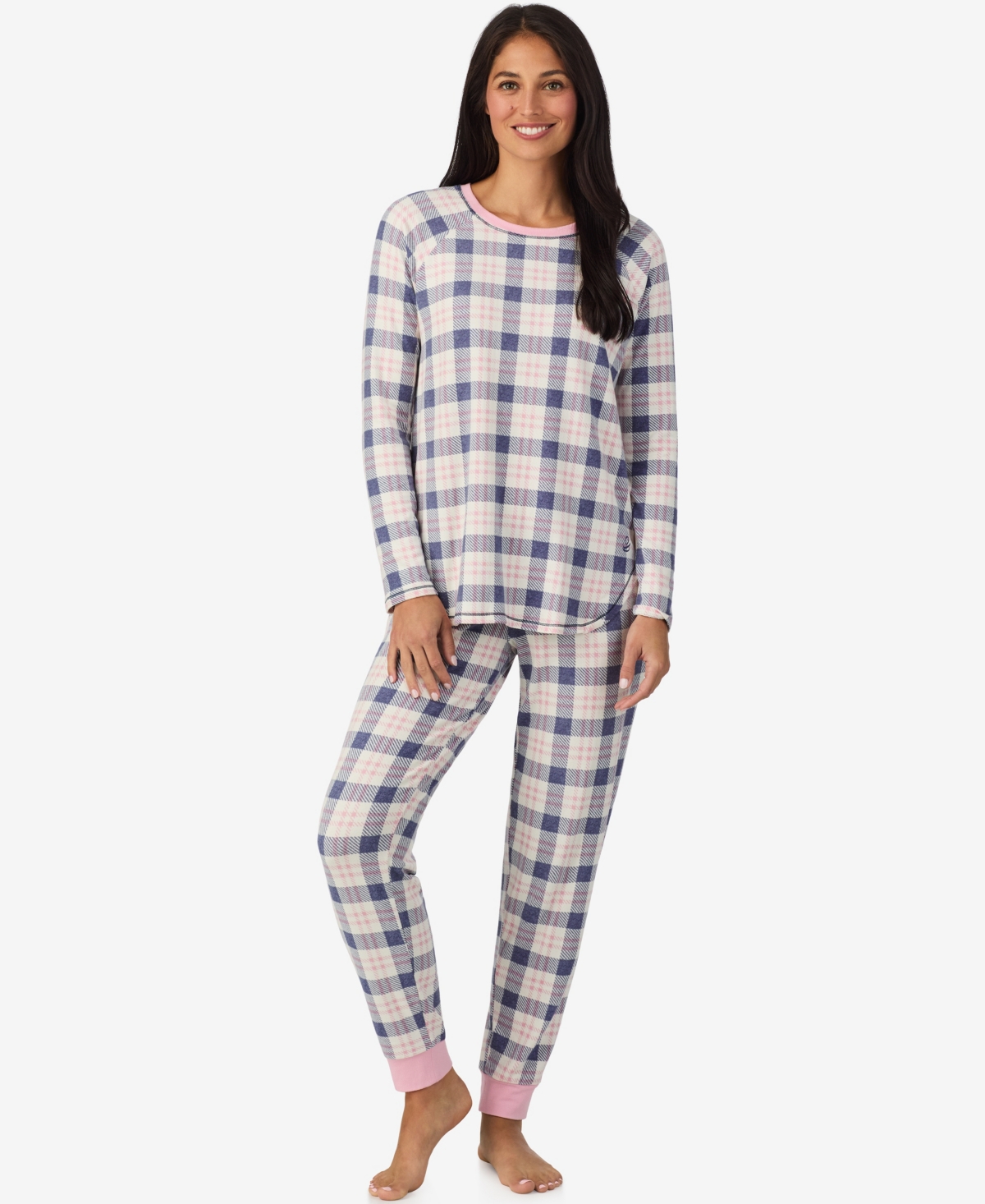 Cuddl Duds Women's 2-piece Brushed Sweater Knit Long Sleeve Jogger Pajama Set In White