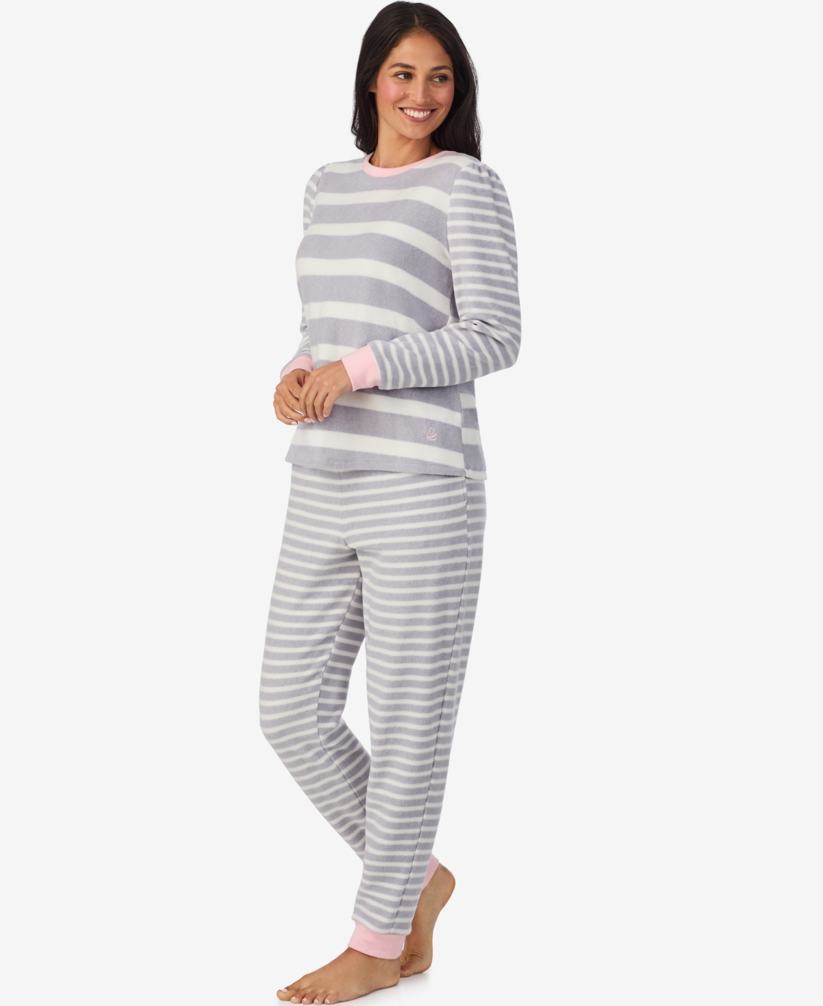 Cuddl Duds Women's 2-piece Stretch Fleece Long Sleeve Jogger Pajama Set In Gray