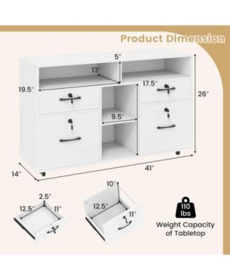 File Cabinet with Lock 4 Drawers Fits Files A4/Letter Size Adjustable Shelf