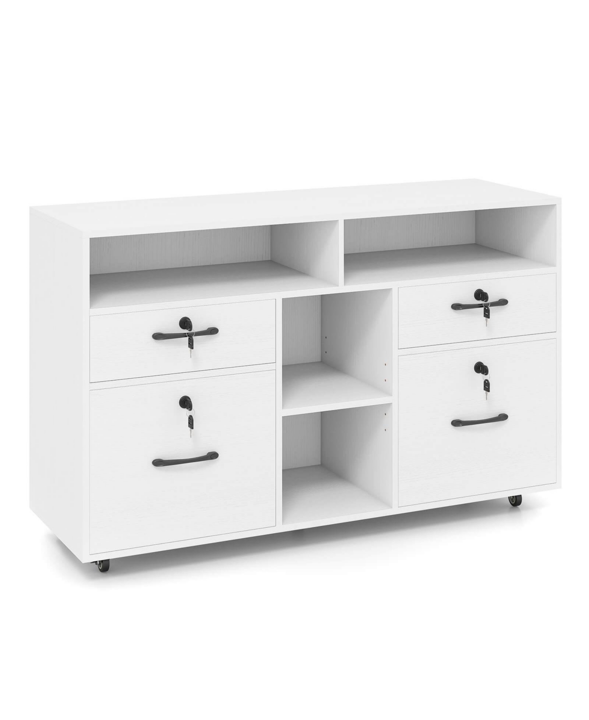 Costway File Cabinet with Lock 4 Drawers Fits Files A4/Letter Size Adjustable Shelf - White