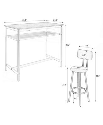 5 Piece Counter Height Table Set with Bar Table and 4 Chairs
