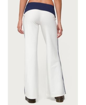 Women's 8 Contrast Fold Over Wide Leg Pants