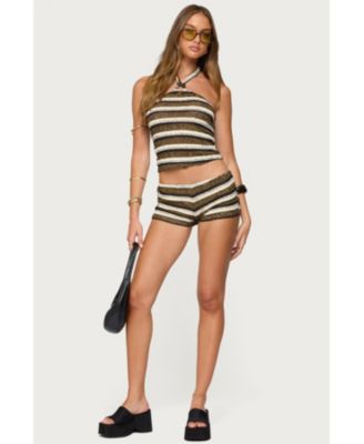 Women's Elita Striped Textured Knit Shorts