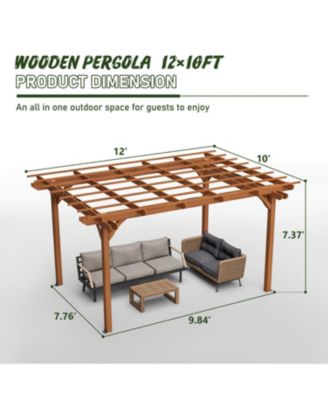 12x10 Wood Pergola - Garden Patio Deck