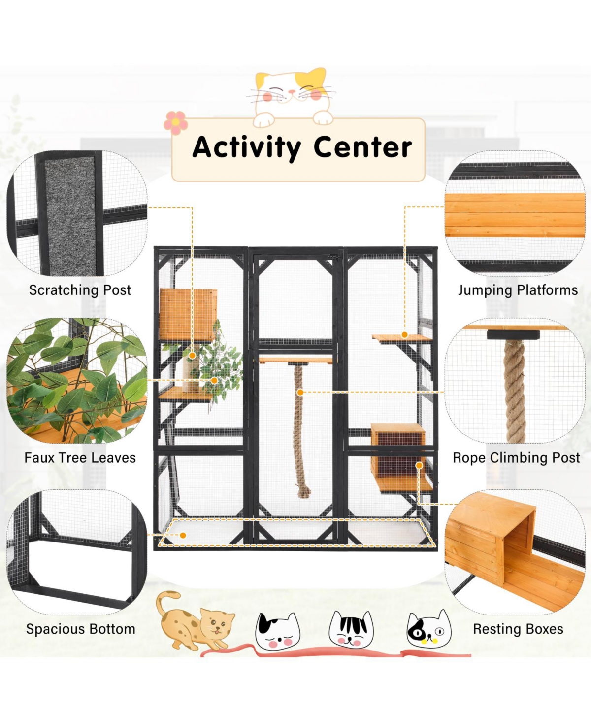 Streamdale Furniture Outdoor Cat House Catio with Condos