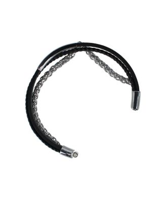 Loose Fit Zaid Metal and Leather Triple Strand Secure Clasp Bracelet