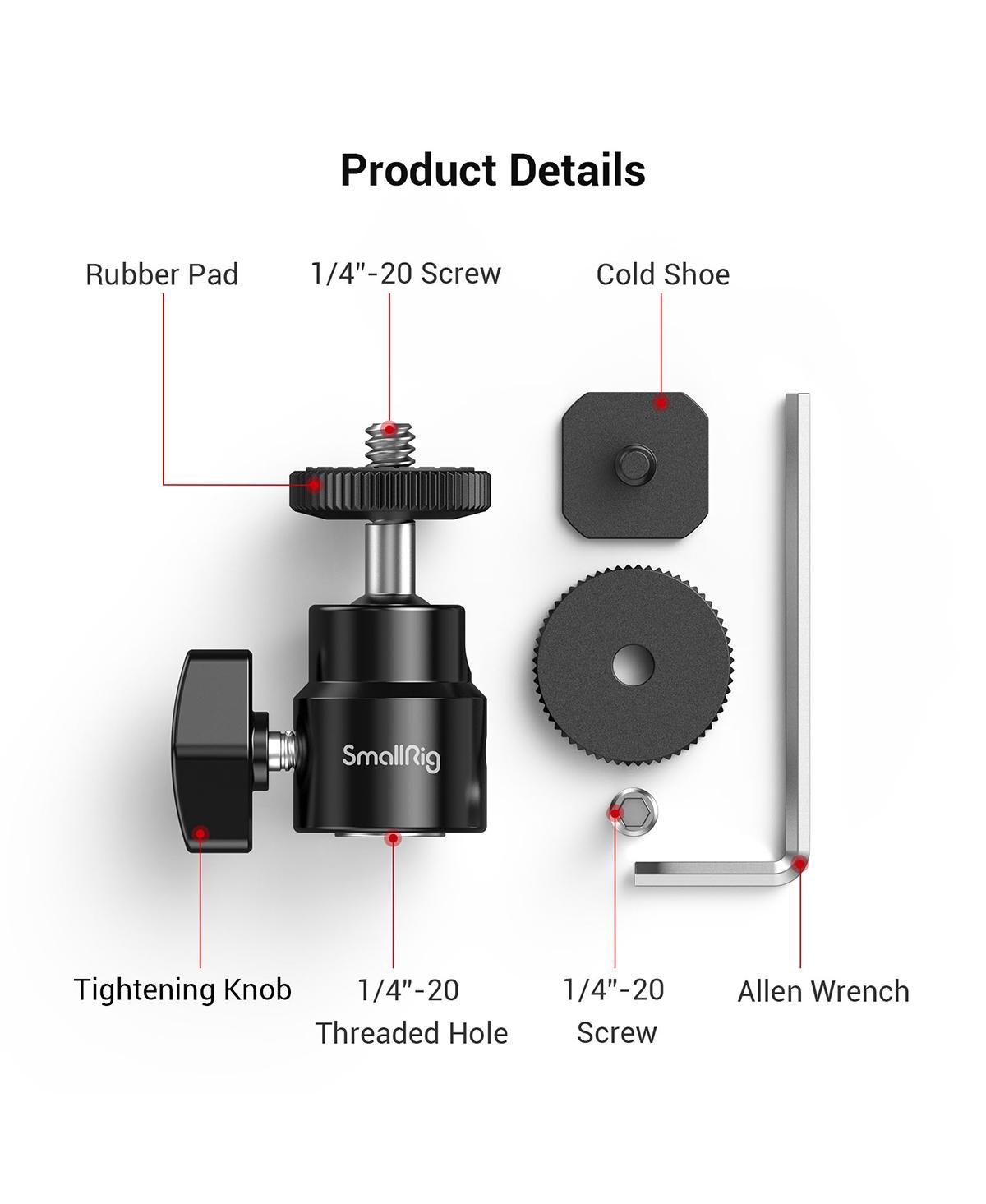 SmallRig 2 Pack 1/4" Camera Hot Shoe Mount with Additional 1/4" Screw, 2-Pack