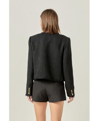 Women's TWEED ROUNDED BOTTOM HEM JACKET