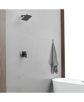 Single-Handle 1-Spray Square Shower Faucet System with 10 in. Rainfall Shower Head in Brushed Nickel (Valve Included)