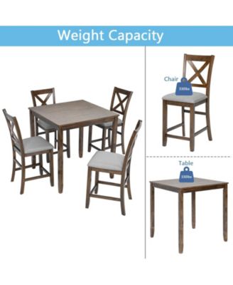 CASAINC 5-Pc. Square Counter-Height Dining Table Set with Chairs for Small Spaces