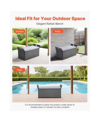 Outdoor Storage Bench PE Rattan 40Gal Waterproof Deck Box with Seating