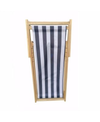 Populus Wood Folding Sling Chair with Broad Stripe Fabric for Outdoor Lounging
