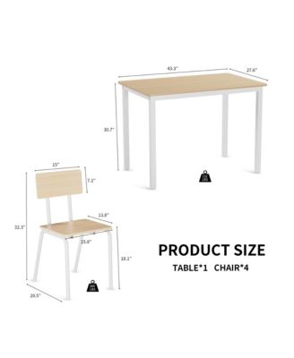 5 Piece Dining Table Set with 4 Chairs, Metal Frame Kitchen Table for Small Space