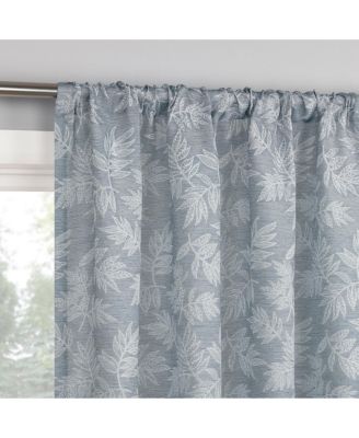 Kacey Woven Jacquard Leaf Semi-Sheer Rod Pocket Curtain Panel