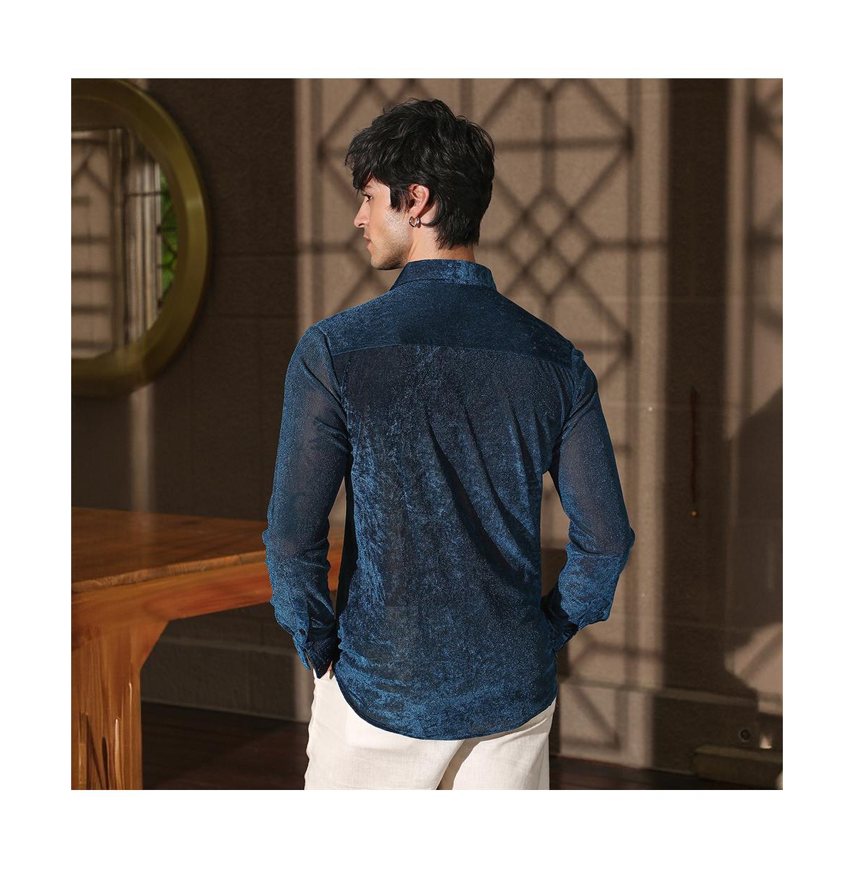 Campus Sutra Men's Men 's Solid Velvet Shirt