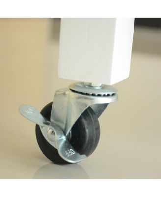 Mobile Kitchen Island Cart with Rubber Wood Top, Lockable Wheels and Storage Drawers