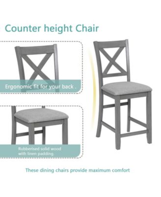 5 Piece Square Counter Height Dining Table Set with 4 Upholstered Chairs