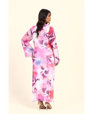 Women's Floral Twist Front Midi Dress