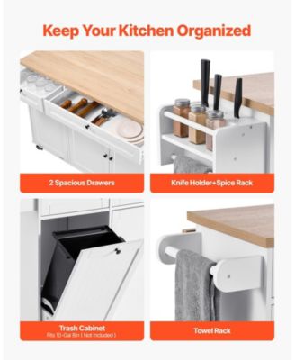 Kitchen Island Cart with Rolling Storage Cabinet Table Drawer and Drop Leaf