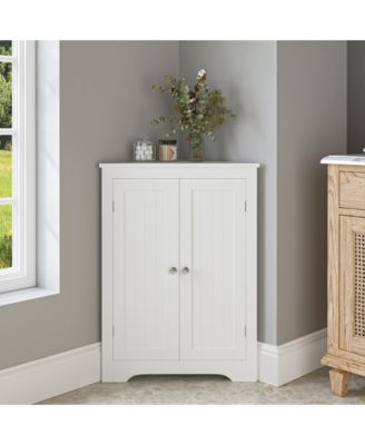 Corner Cabinet with 2 Doors and Adjustable Shelves for Home Storage