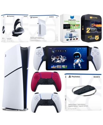 PlayStation 5 Slim Digital Bundle with Disc Drive, Stand, Extra Controller, Pulse Elite Headset, PlayStation Portal, MightySkins Voucher and 2 Y