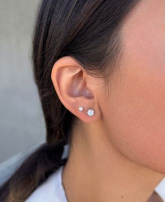 Gold Vermeil Sterling Silver Solitaire Stud Earrings Set