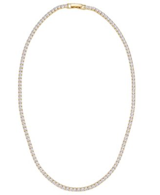 Gold Crystal 3mm Tennis Chain Necklace