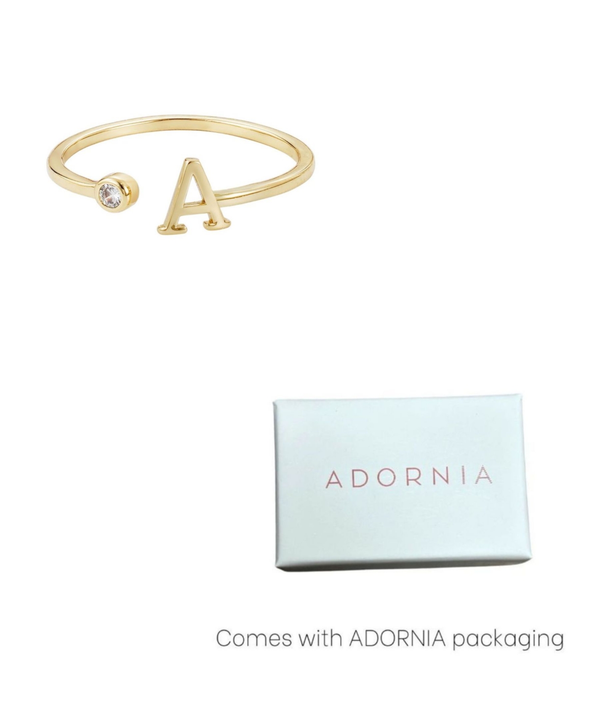 Adornia Gold Adjustable Cubic Zirconia Initial Ring In Gold