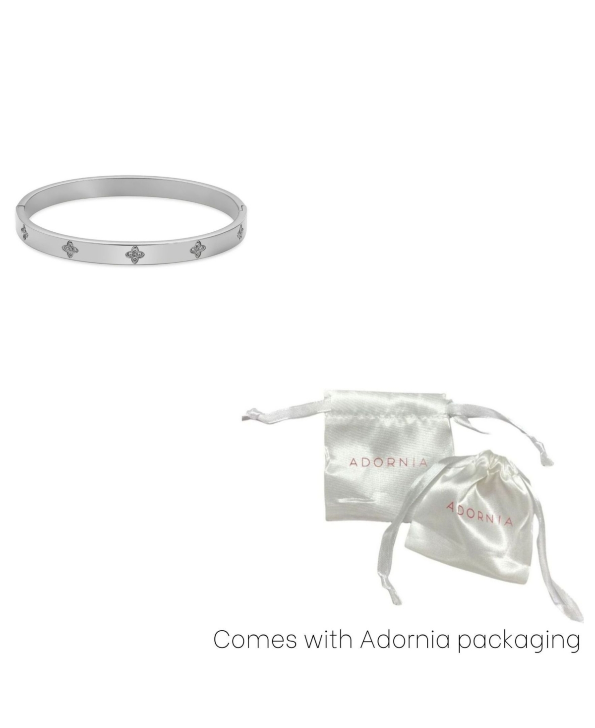 Adornia Tarnish Resistant Silver Pave Clover Cuff Bracelet In White