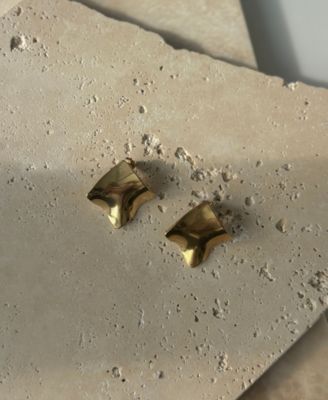 Tarnish Resistant Gold Plated Wave Stud Earrings