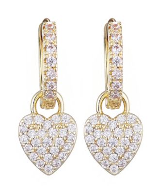 Gold Plated Cubic Zirconia Heart Huggie Earrings