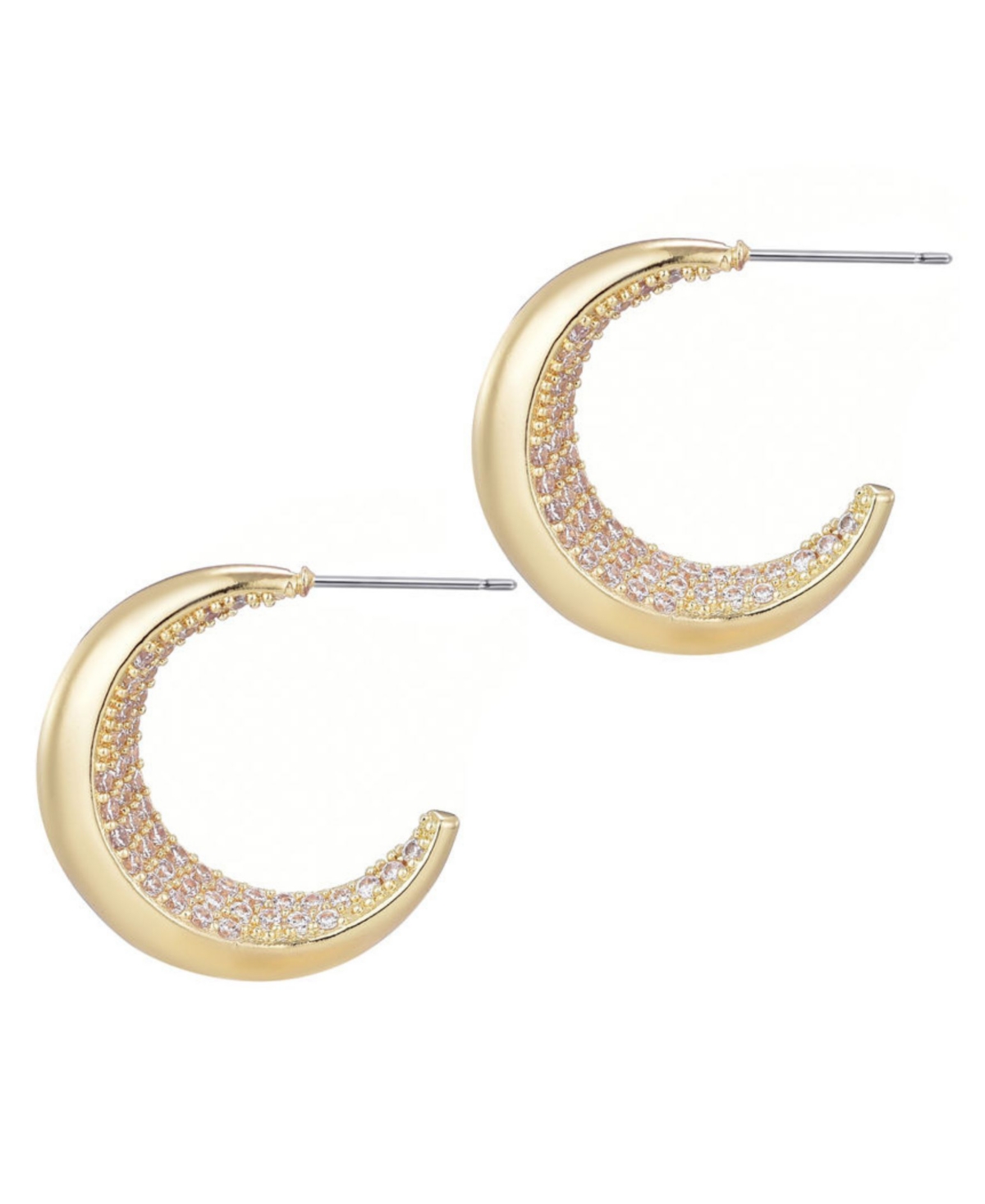 Adornia 14k Plated Crystal Lined Hoop Earrings In Gold