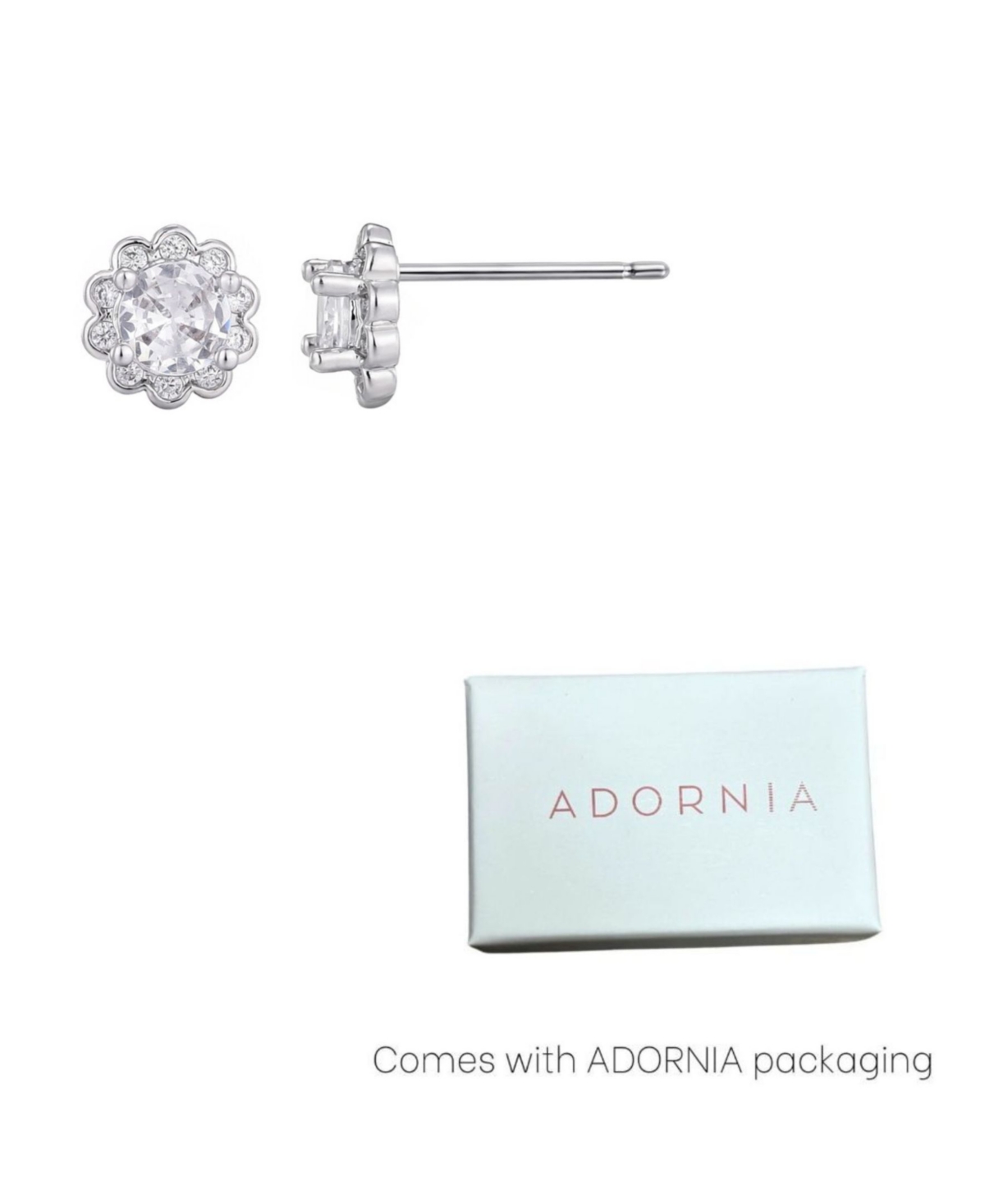 Adornia Silver Cubic Zirconia Floral Halo Stud Earrings In Metallic