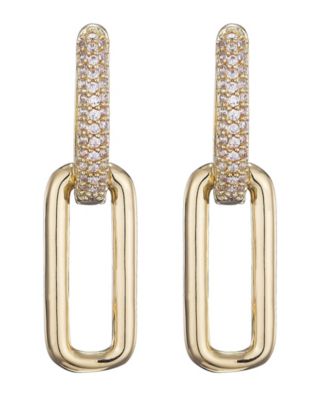 Gold Plated Crystal Single Link Drop Earrings