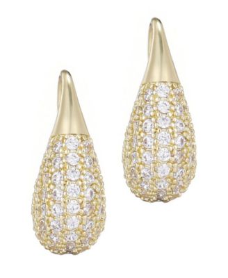 Gold Plated Cubic Zirconia Teardop Wire Earrings