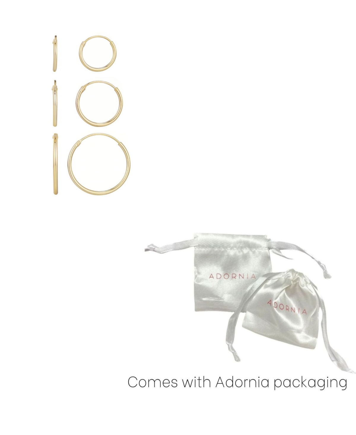 Adornia 14k Over Silver Set Of 3 Endless Hoop Earrings In Gold