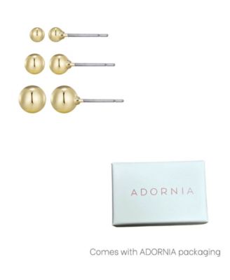 Gold Plated Ball Stud Earrings Set