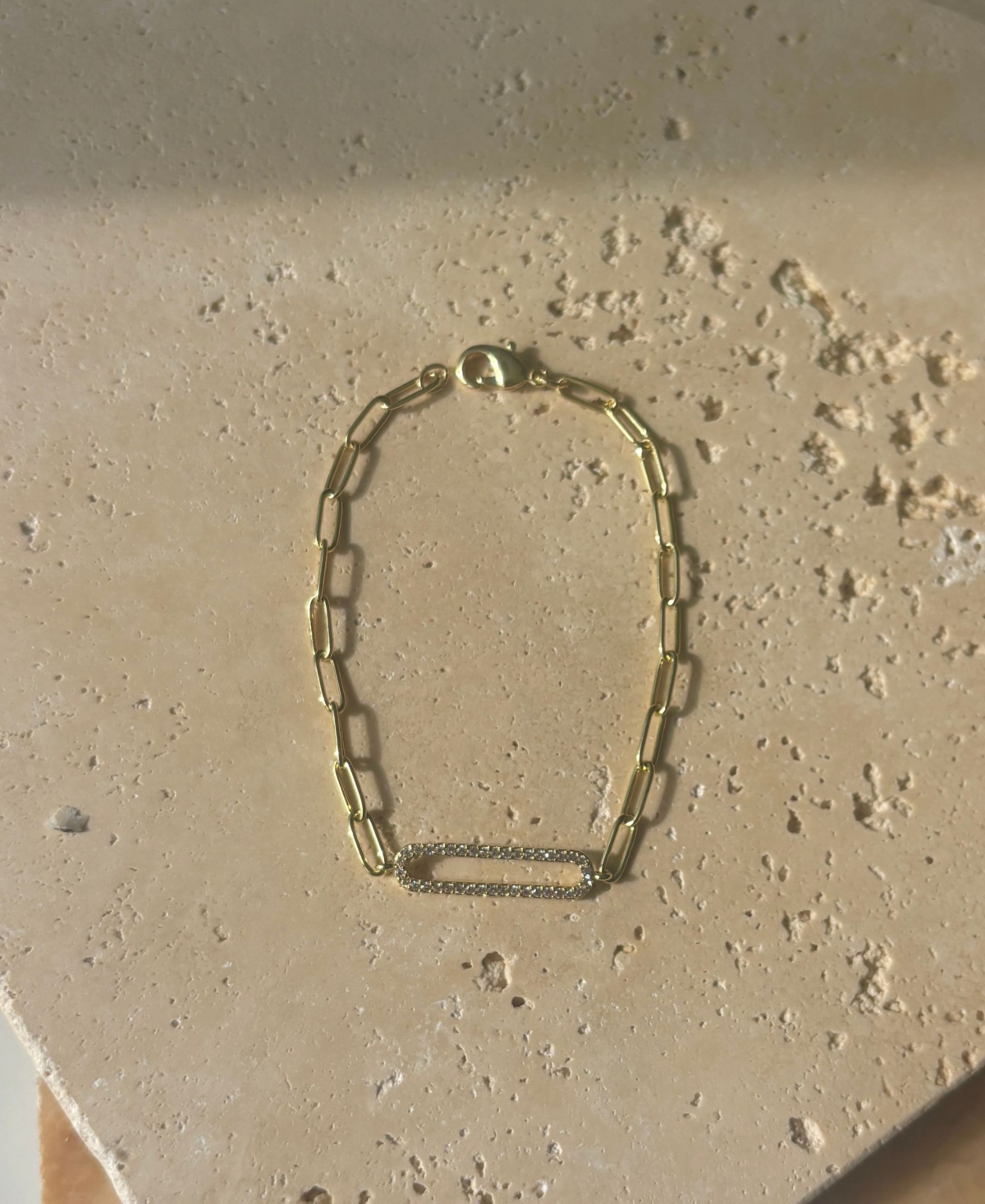 Adornia Gold Cubic Zirconia Elongated Pave Link Bracelet In Gold