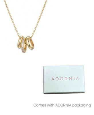 Gold Cubic Zirconia Three-Ring Necklace