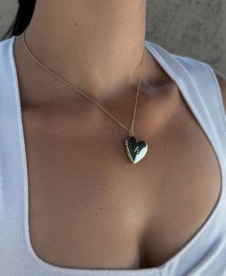 Gold Initial Heart Locket Necklace