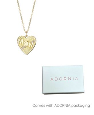 Cubic Zirconia Fluted Heart MOM Necklace