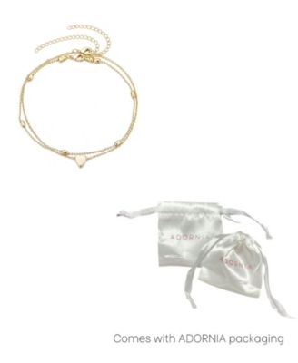 Gold Plated Heart Adjustable Anklet Set