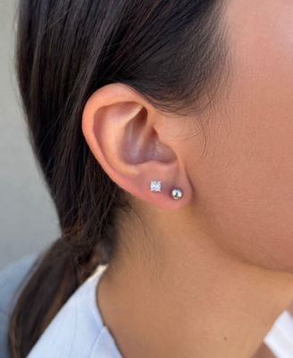 Cubic Zirconia Ball Solitaire Stud Set