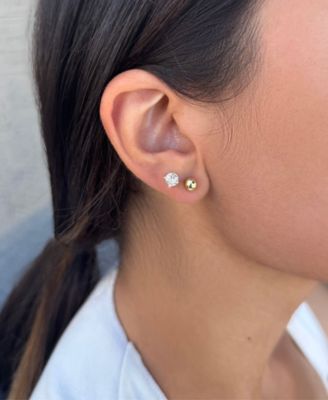 Gold Plated Hoop, Solitaire and Ball Stud Set