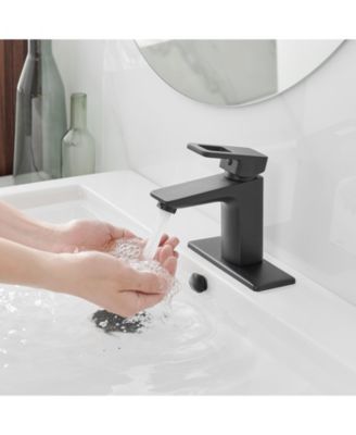 Single Hole Single-Handle Bathroom Faucet with drain in Matte Black