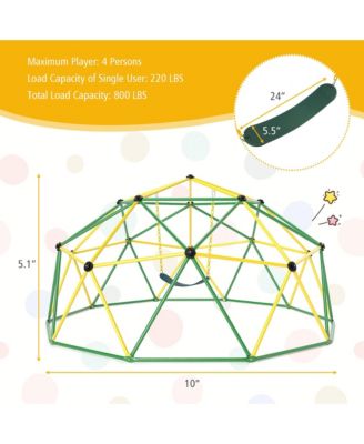 Climbing Dome w/ Swing 10FT Kids Jungle Gym Monkey Bar Climbing Toys for Outdoor