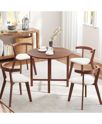36'' Foldable Kitchen Table Round Dining Table w/Solid Rubber Wood Legs