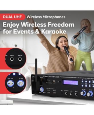 3000W Bluetooth Hybrid Amplifier Receiver with VHF Mics & Multi-Input Support