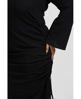 Women's One Shoulder Flare Sleeve Maxi Dress